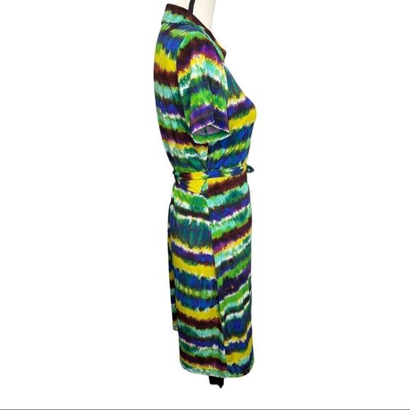 CALVIN KLEIN Colorful Print Wrap Dress. Size 10 - Picture 4 of 8